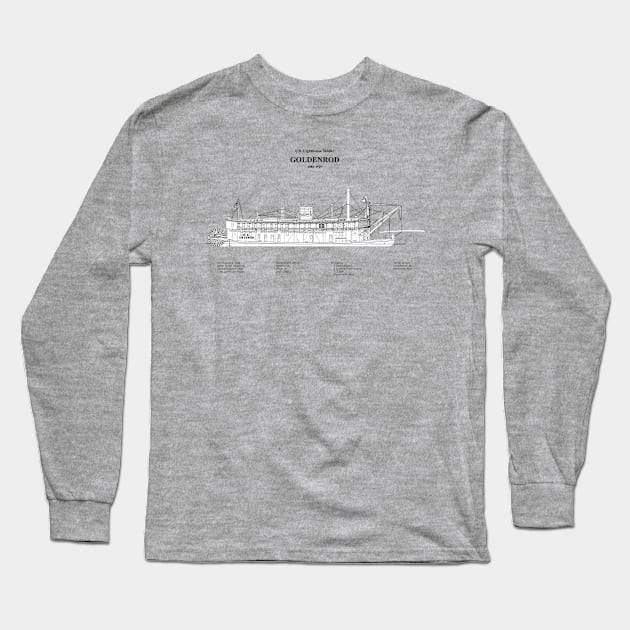 Goldenrod United States Coast Guard Lighthouse Tender - SBDpng Long Sleeve T-Shirt by SPJE Illustration Photography